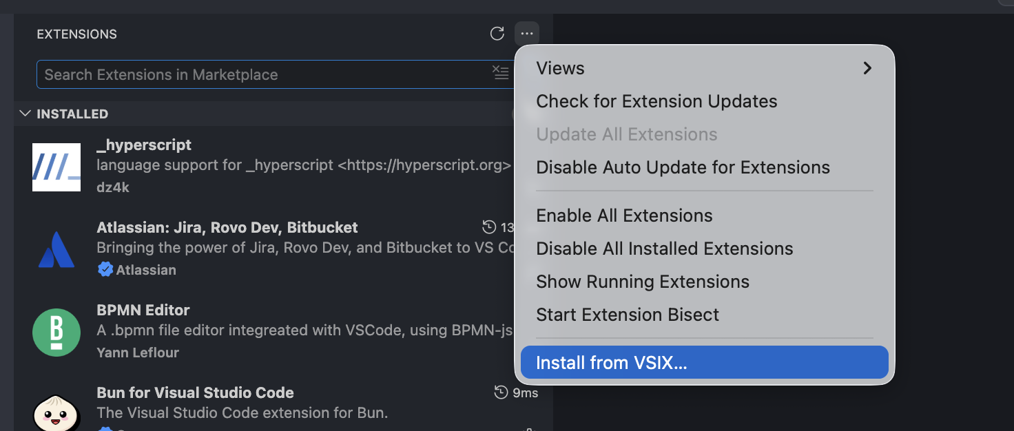Install from VSIX